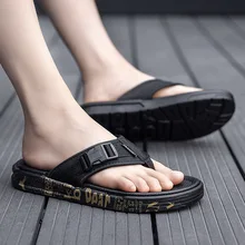 

Boys Fashion Summer Flip Flops High Quality Black Men Beach Sandals Male Non-slip Bathroom Slippers Casual Slippers Flip Flops