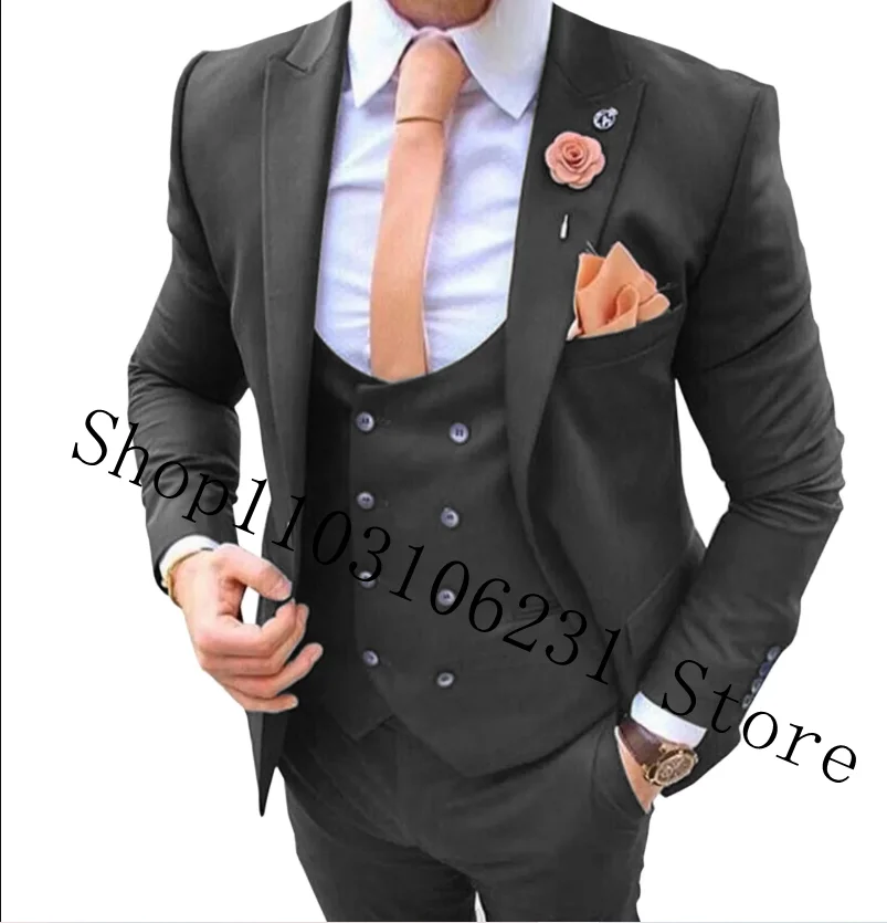 3 Piece Men Suits for Wedding Party Business Formal Male Suits Groom Tuxedos Blazer+Vest+Pants Slim Fit Costume Homme Mariage