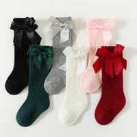 1 Pairs Kids Socks Toddlers Girls Big Bow Knee High Quality Long Soft Autumn Winter 100% Cotton Lace Baby Tube Sock Calcetines 1