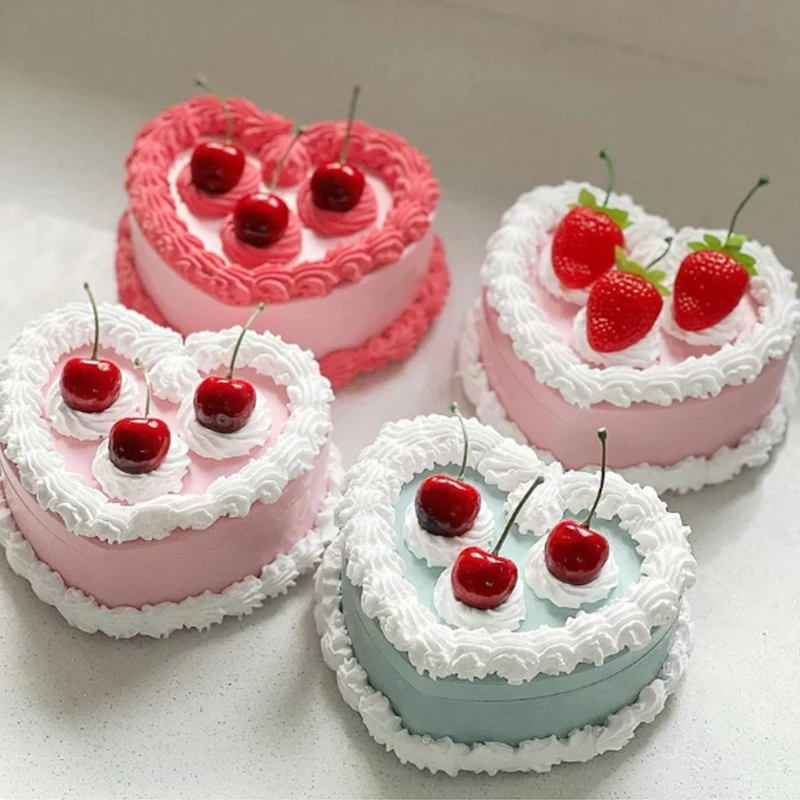 

Портативные фруктовые винтажные коробки для ювелирных изделий, конфеты в розовой ягоды, Вишневое сердце, коробка для хранения, коробка для поддельных тортов 13,5*12,5*5,5 см