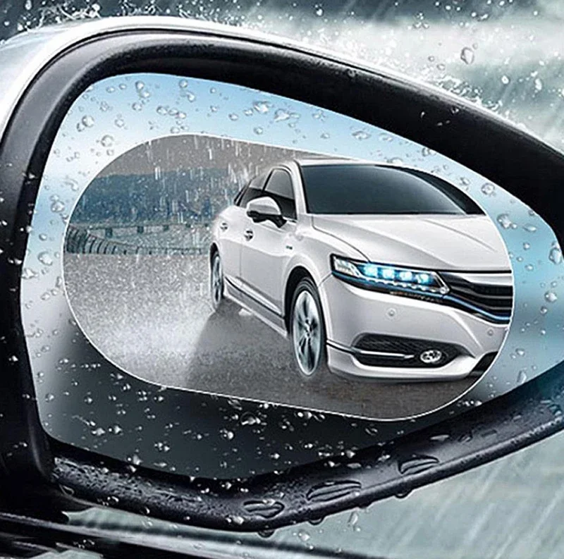 2 Pcs Car Rainproof Clear Film Rearview Mirror Protective Anti Fog Waterproof Film Auto Sticker Accessories 100x100mm100x145mm