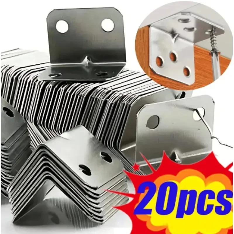 Stainless Steel Corner Bracket 90 Degree Right Angle Fixed Bracket Universal for Wood Furniture Bedframe Cabinet Accessories