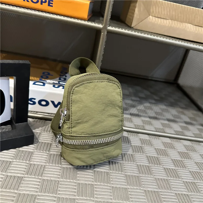 캐주얼 미니 미니 어깨 배낭 동전 지갑 키 체인 펜던트 나일론 휴대용 지퍼 메이크업 가방 여성 키 가방 헤드폰 가방