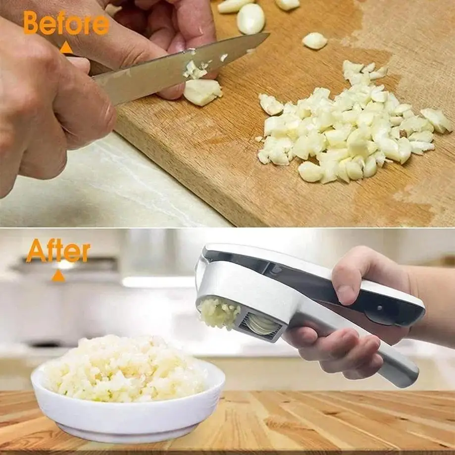 1 Pcs Multifunctional Garlic Ginger Press Kitchen Handheld Crusher Convenient Tool Grinding Slicer Stainless Steel