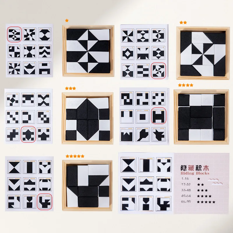 3D Wooden Puzzle Game Kids Montessori Toys Geometric Shapes Building Blocks Children Space Thinking Logic Educational Toy 4