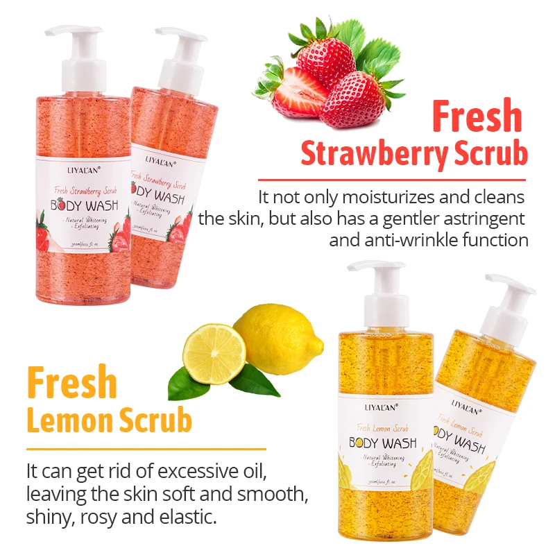 Fruit Scrub Shower Gel Exfoliating Soothing Whitening Body Wash body wash