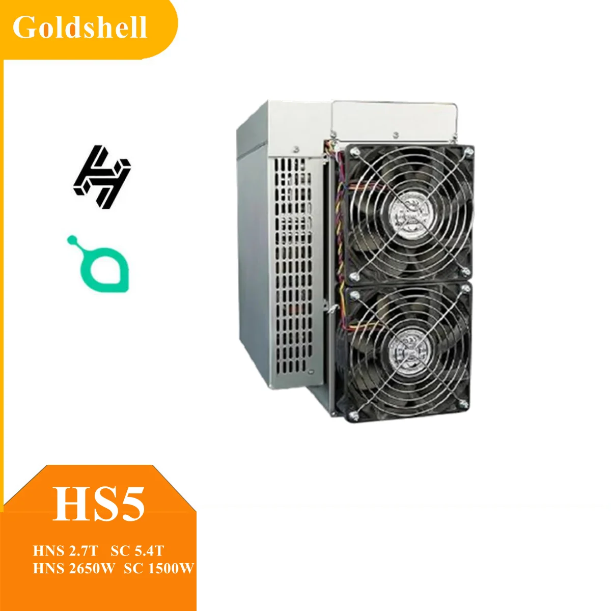 

Goldshell HS5 2.7Th/S 2650W SC 5.4T 1500W Power Supply Included Asic Miner