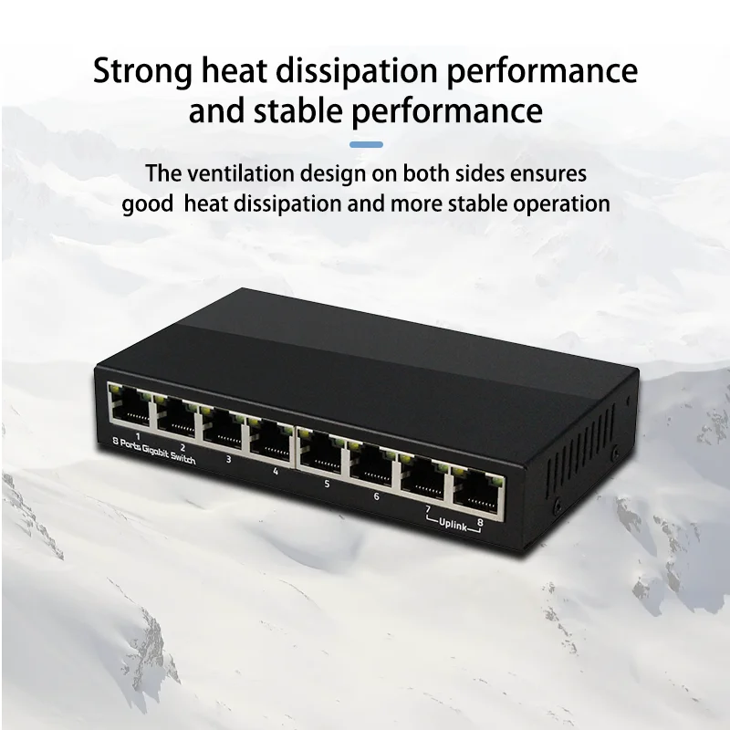 5개의 RJ45 포트 100Mbps 이더넷 스위치 2.5GBASE-T 네트워크 스위치 10기가비트 업링크 플러그 앤 플레이 허브 인터넷 분배기 팬리스