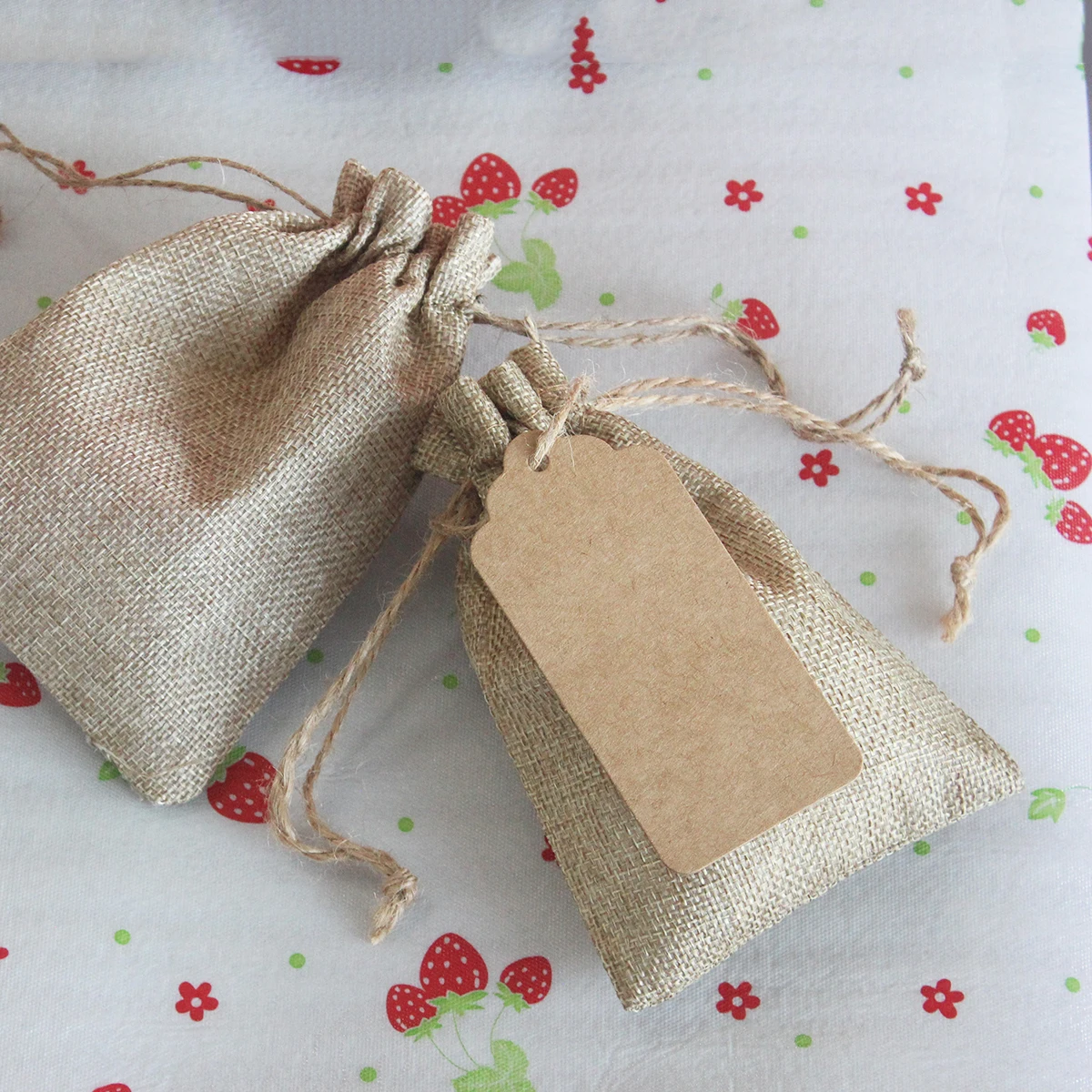 21pcs - Drawstring Linen Bag Strap Linen Jewelry Gift Linen Bag