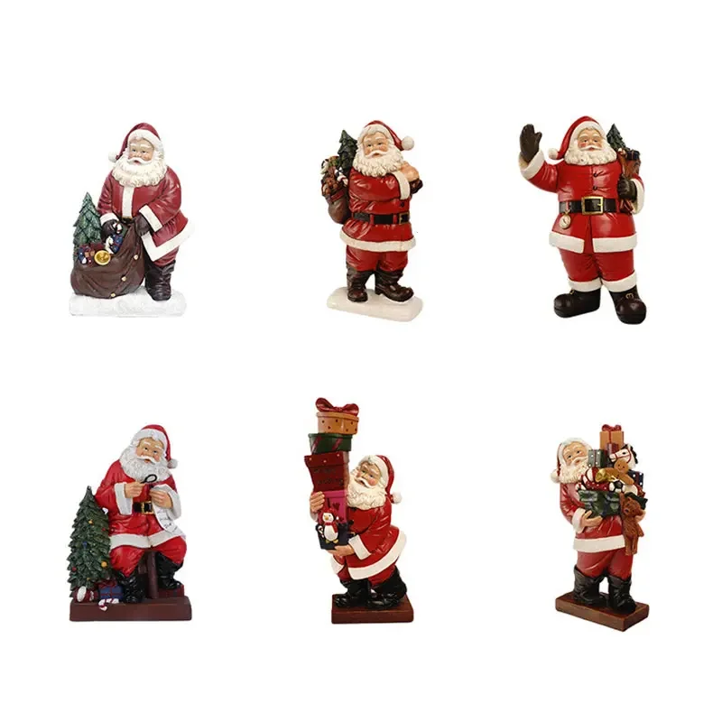 

Santa Claus Statue Resin Ornament Santa Claus Figurine Christmas Statues Craft Christmas Gift Home Decoration Accessories