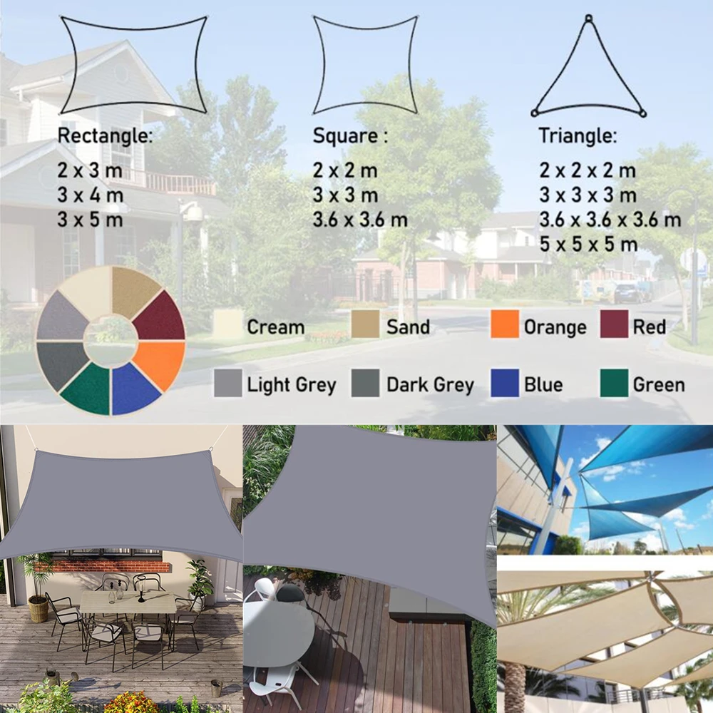 Sonnensegel Sonnenschutz Rechteckig 3x4m GRAU Wasserdicht 90% UV