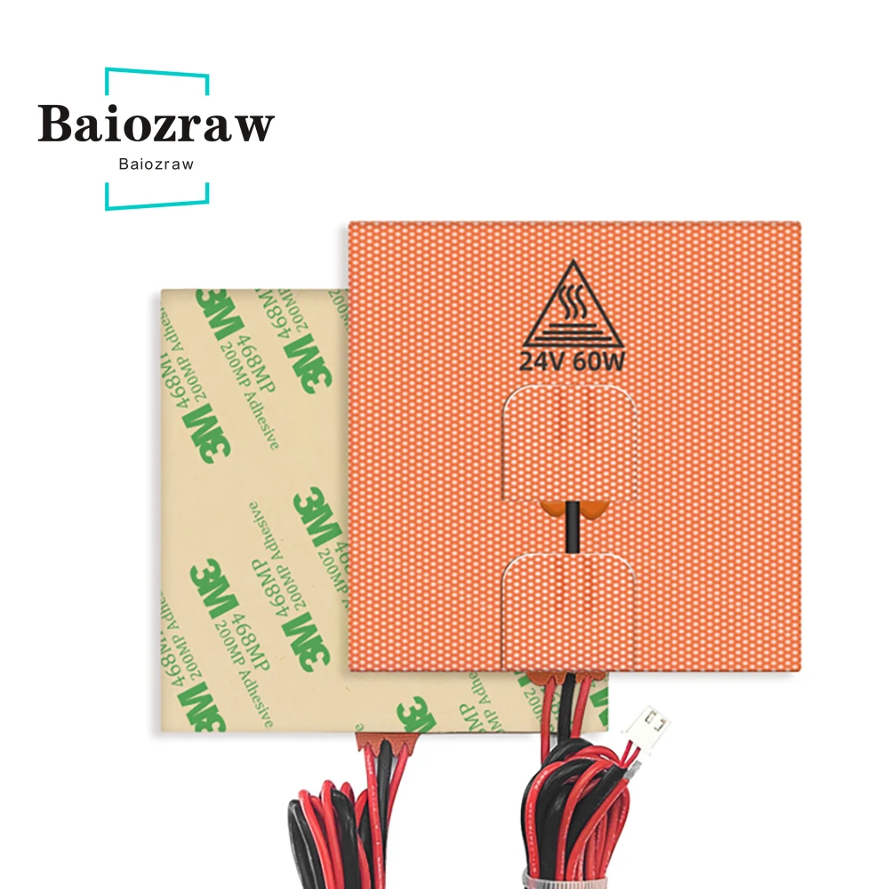 

Baiozraw V 0/0.1 VORON 0.2 100*100mm Silicone heating bed 3D printer parts 24V 60W for Voron 0.1 Parts