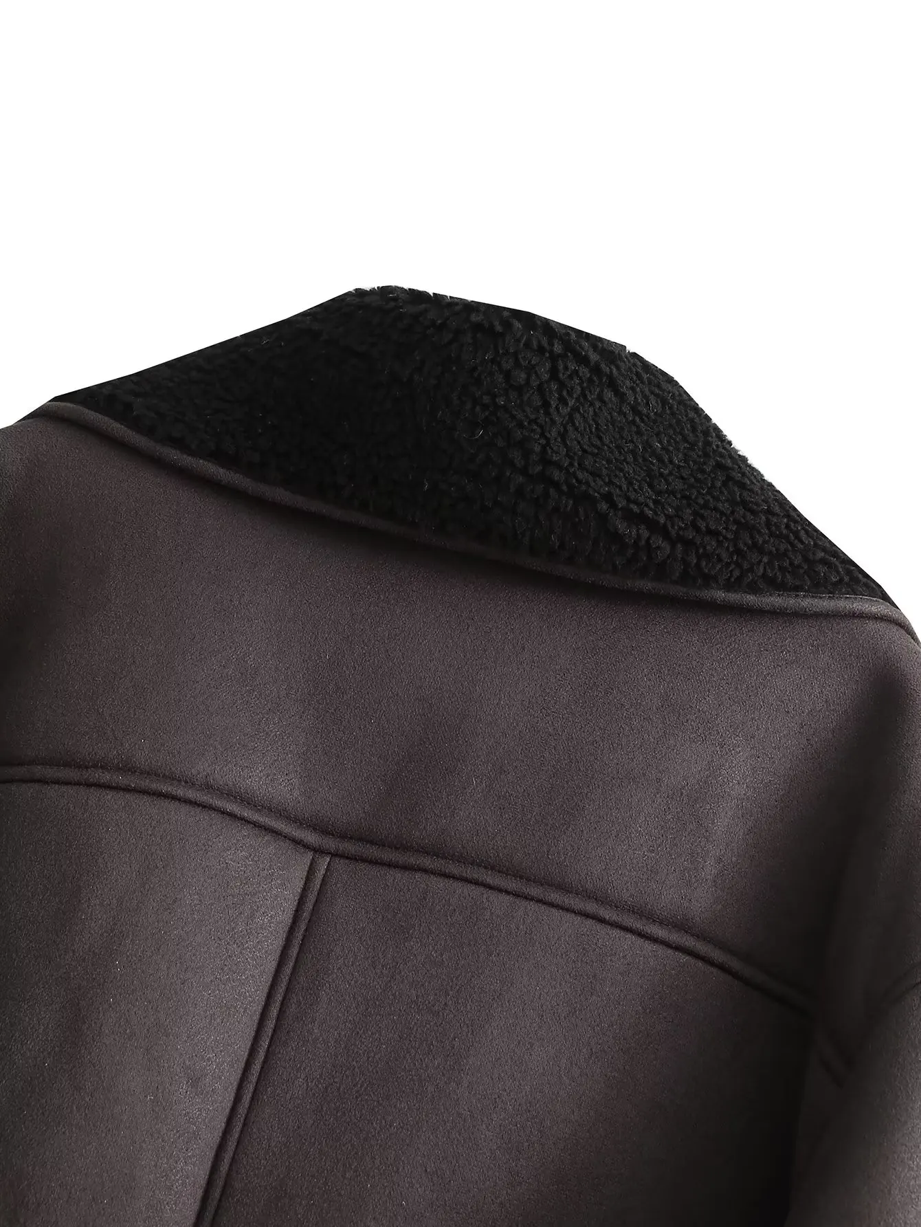 2023 Winter Frauen Warme Jacke Vintage Casual Solide Faux Leder Langarm Mantel Weibliche Windjacke Outwear Revers Tops – Detail 18