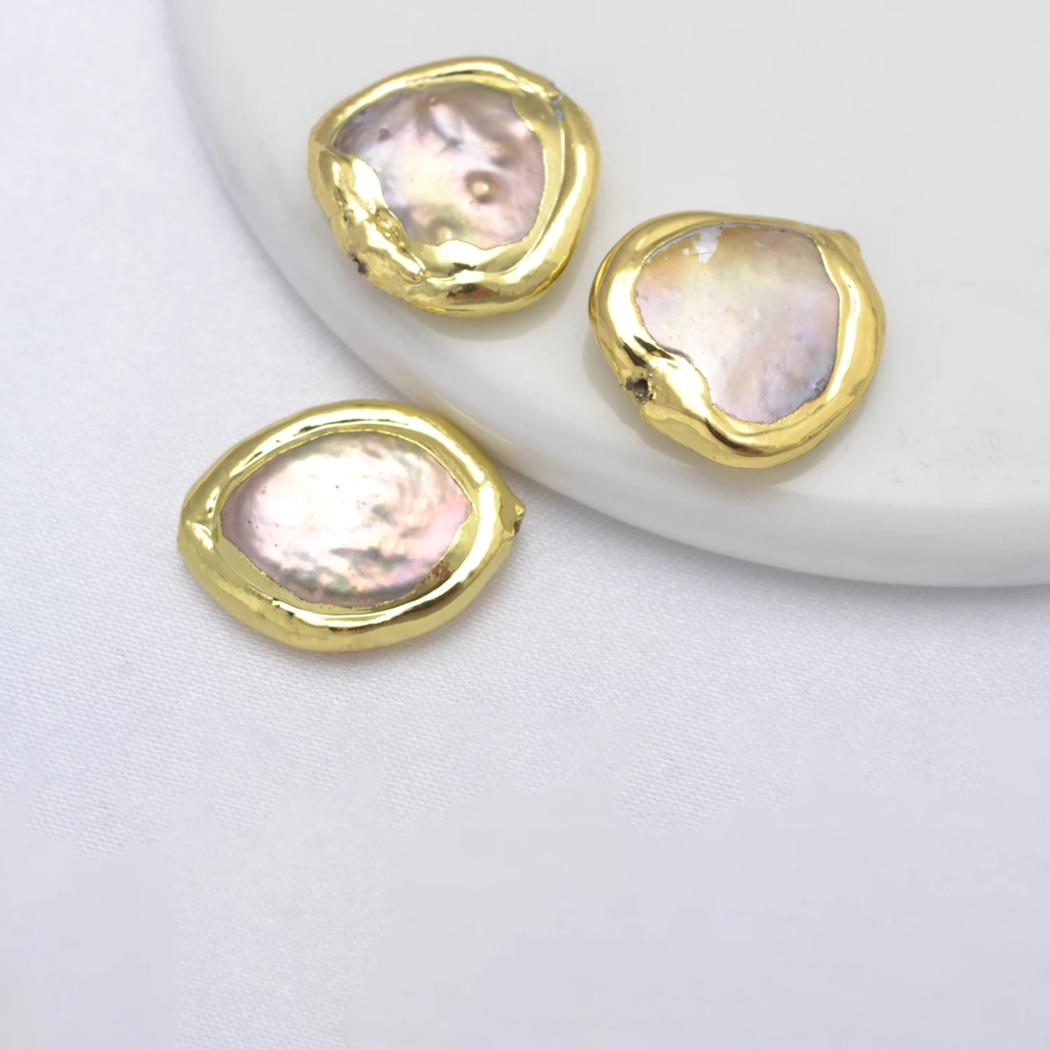 10 Pcs Beads for Jewelry Making Brass Wrapped Pearl Bracelets Material DIY Necklace Spacer Gold Color Trend Jewelry Wholesale