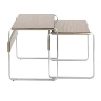 "Tea Side Nesting Tables: Stainless Steel & Walnut, Modern Design" 2