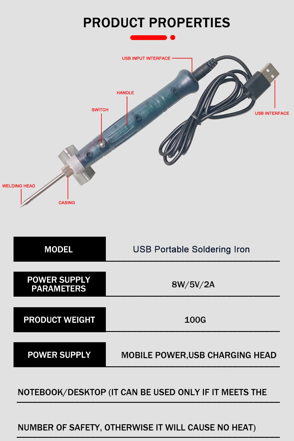 rework station Portable USB Soldering Iron Professional Electric Heating Tools Rework Indicator Light Handle Welding Gun outdoor Repair Tool inverter arc welder