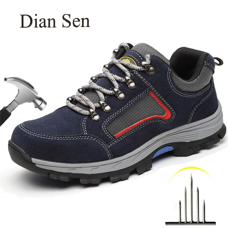 Diansen Men Construction Work Boots Steel Toe Indestructible Shoes Men's Protective Safety Boots