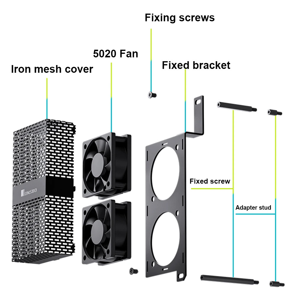Jonsbo-ram Módulo de Memória Radiador de Refrigeração Nf1 Ddr4 Ddr5 Ram Cooler 4pin Pwm 5v 3pin Argb Sync Ventilador Duplo 50 mm Dissipador de Calor - Imagem 3