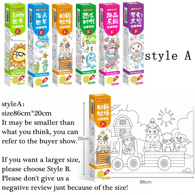 Coloring Paper Roll Drawing Toys for Children Montessori Color Filling Paper  Sticker Learning Educational Toy for Kids 3