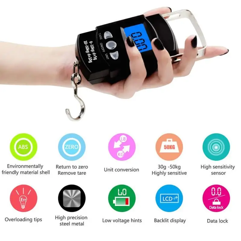 Portable Digital Scale Lcd Display Suitcase Travel Handheld Weighing Hanging Scale For Fishing Accessories Electronic Balance