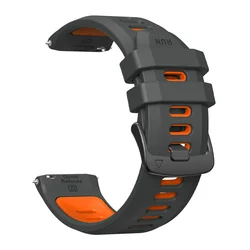 Silicone Sport Watch Strap Replacement - 47mm Smartwatch Bracelet - 22mm Universal (Carbon Grey Orange)
