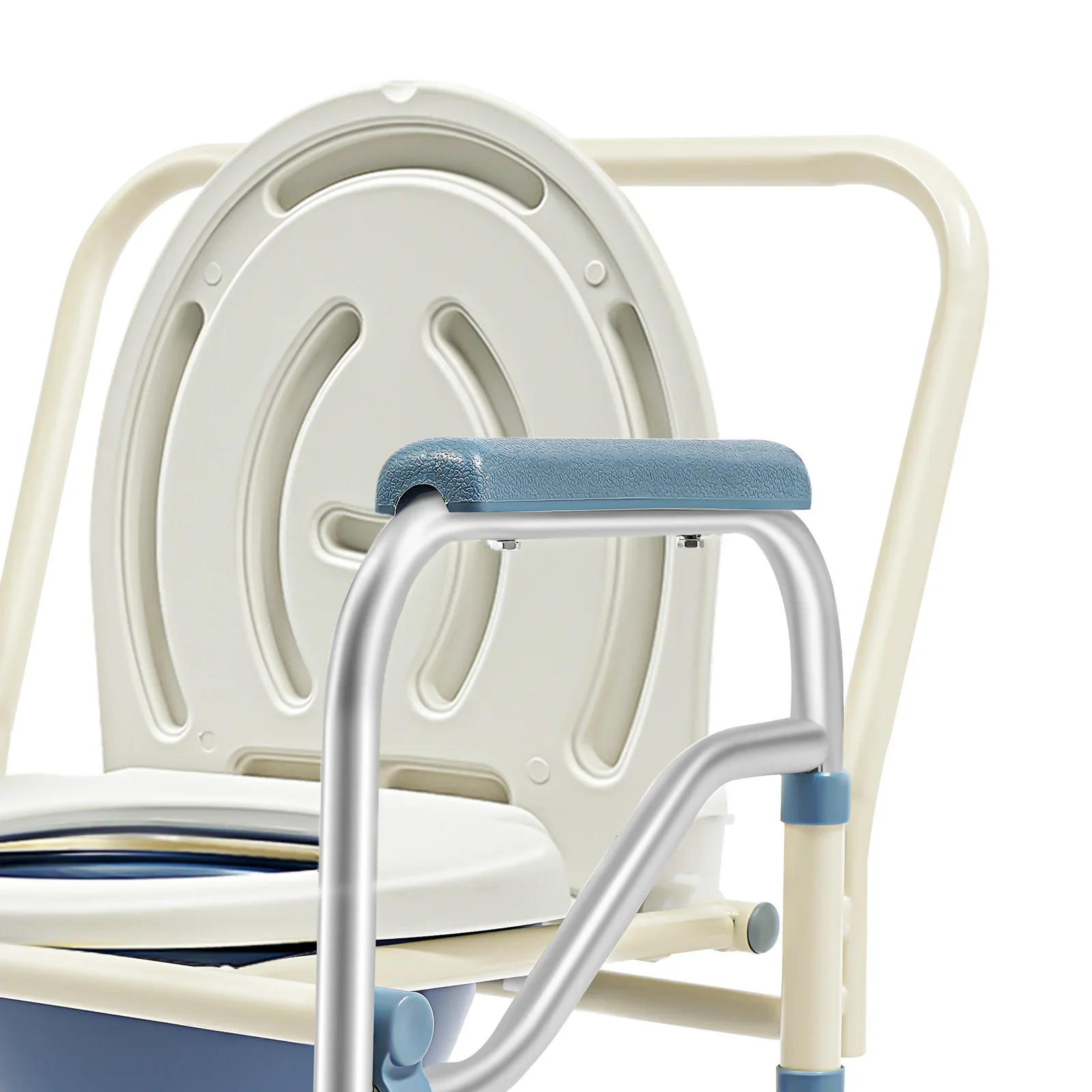 Klappbarer Toilettenstuhl mit Toiletteneimer, Rutschfester Nachtstuhl, Höhenverstellbarer Fester Stuhl, Toilettensitz für Senioren – Detail 5