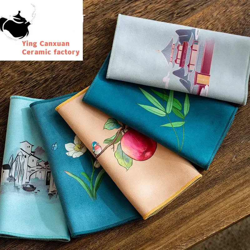 

Chinese teapot Chinese Thickened Tea Towel High-end Plush Absorbent Water Rag Tea Napkins Cloth Table Teapot Coaster Tea Set Acc