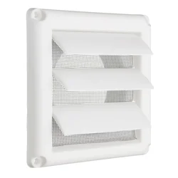 5.6inch White Plastic Square Louvre Air Vent Grille with Adjustable Flyscreen Cover Heating Cooling & Vents Vents