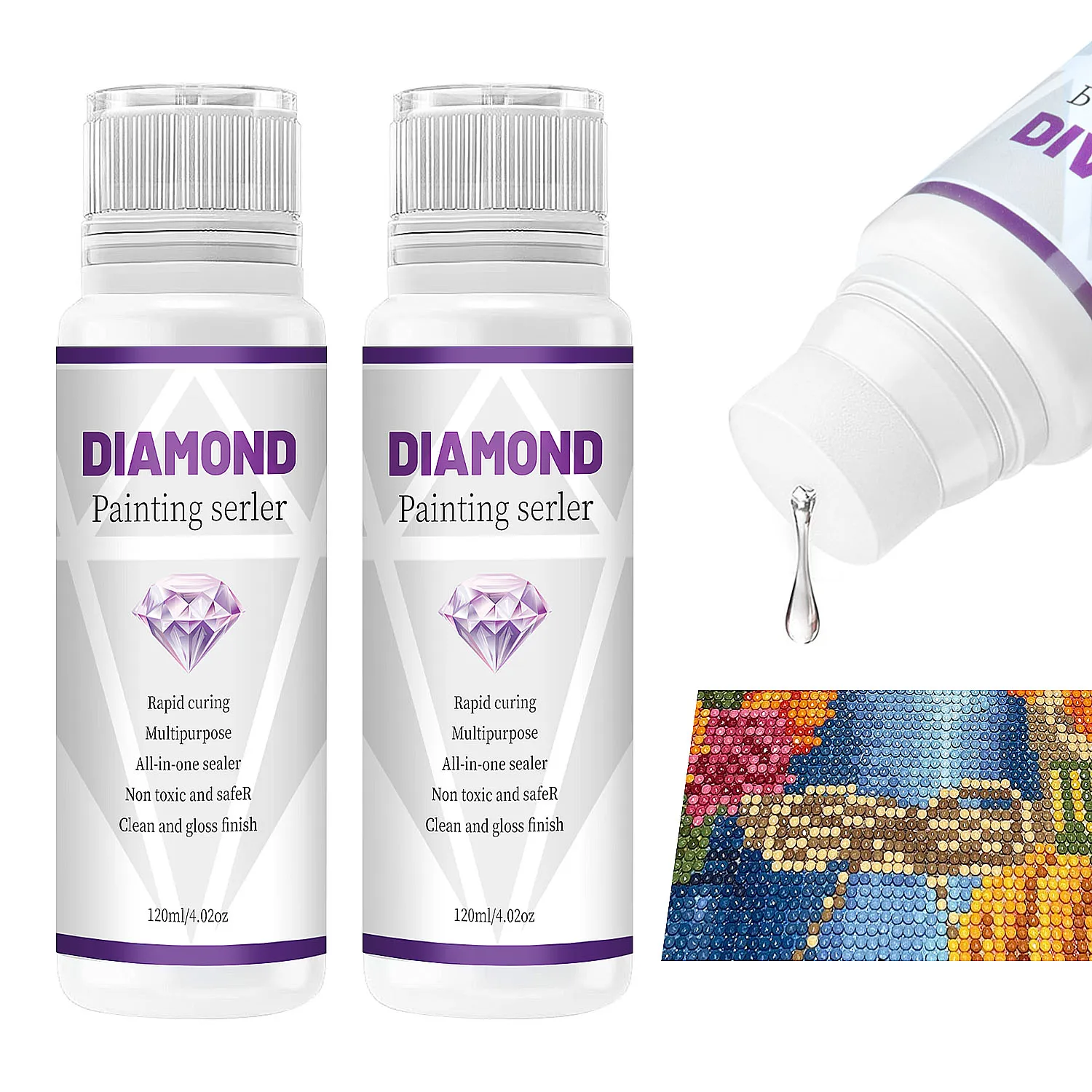 Diamond Art Painting Sealer 100ML, 5D Diamond Paint Glue Permanent Hold &  Shine Effect Sealer for Diamond Art Painting and Puzzle Glue (1Pcs)