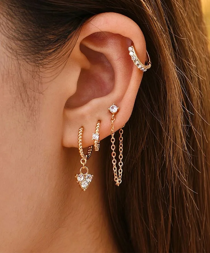 4pcs Bead Splicing Earrings Womens Party Vacation Jewelry