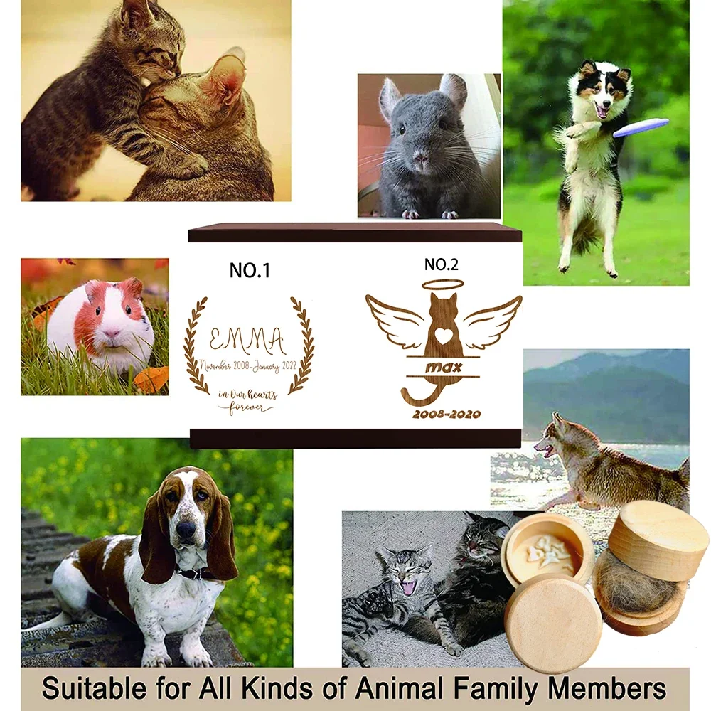 Dog Printed Wooden Carved Dog Fur Hair Memorial Box for Save Teeth Pet Teeth Storage Lost Pet Urn Memorial Gift for Lovers cremation urn pet memorial stones
