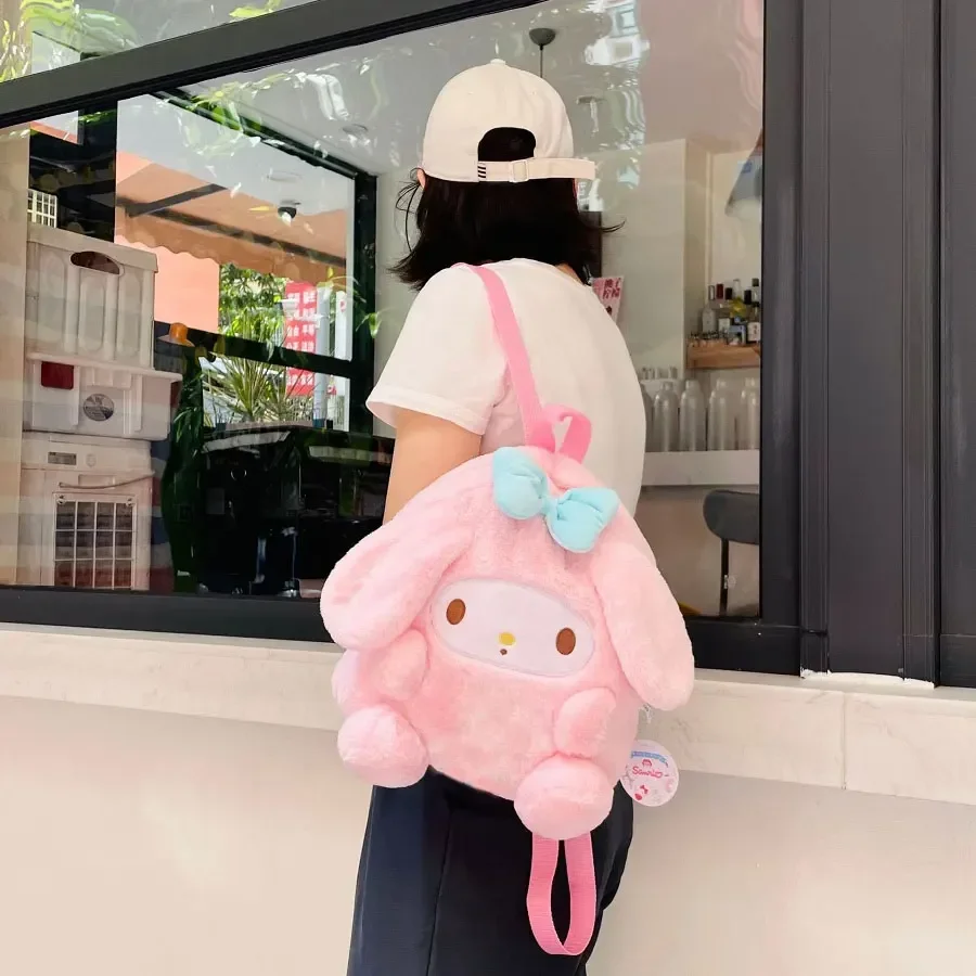 Sanrio plush backpack, kawaii plush bag, Cinnamoroll plush toy, My Melody backpack, Kuromi plush purse, Pompompurin plush bag, anime plush accessories, cute character bag, girls kawaii backpack, soft plush school bag, cartoon animal plush, children gift b 4