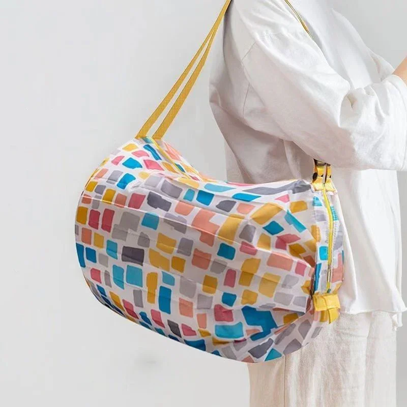 Foldable Shopper Bag for Women Large Capacity Lady Tote Bags Nylon Travel Organizers Portable Zipper Market Shopping Bags Bolsos shopping bag tote bags