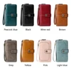 RFID anti-theft brush Retro large capacity long wallet Multi-card women's wallet Multi-function zipper wallet with wrist strap 5