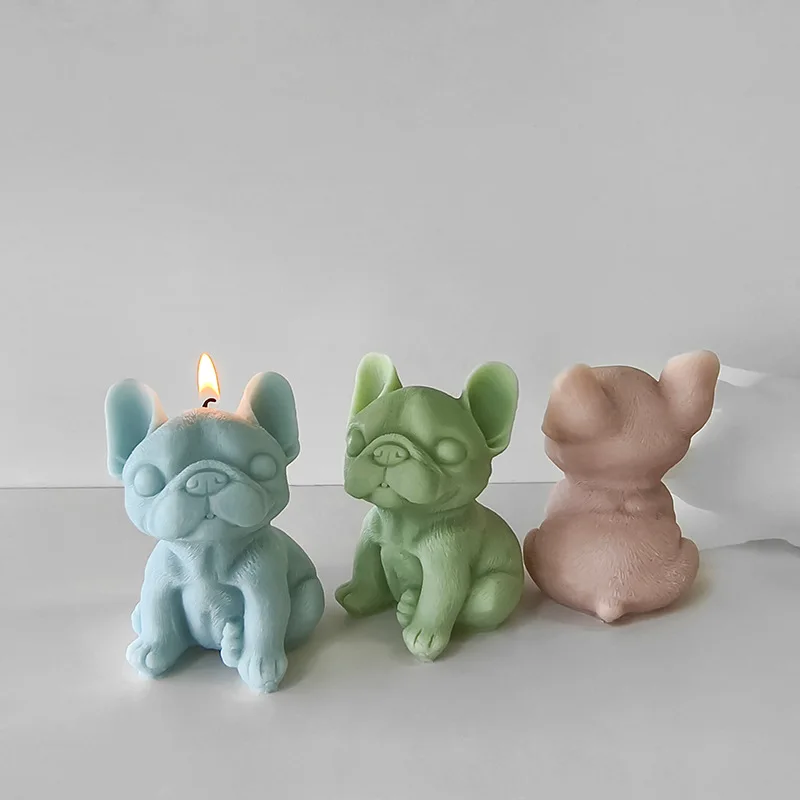 

DIY Bulldog With Base Silicone Candle Mold Puppy Soap Resin Plaster Making Set Animal Ice Chocolate Jelly Mould Cake Decor Gifts