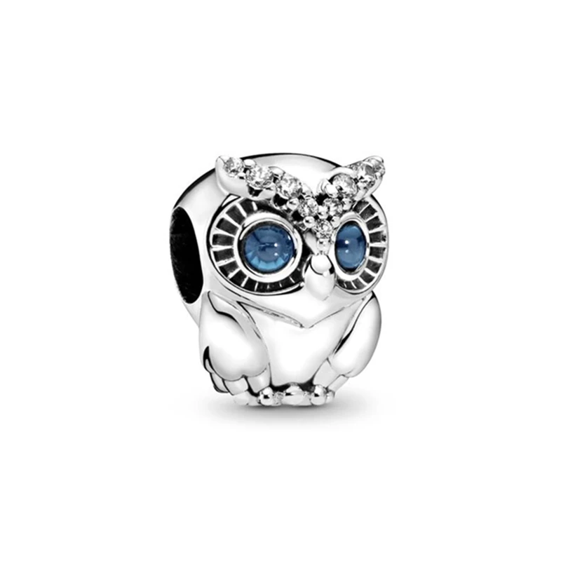 Blue eye Fox Owl Blue Gecko Highland Cow Elephant Charm Beads Fit Original European 925 Silver Bracelet DIY Women Jewelry Gifts 3