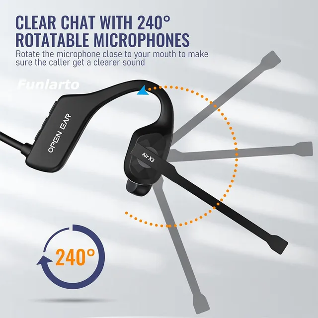 Open Ear Noise Cancelling Headset Wireless Bluetooth ENC Call Noise Elimination Computer Headphone Wireless with Boom Microphone 4
