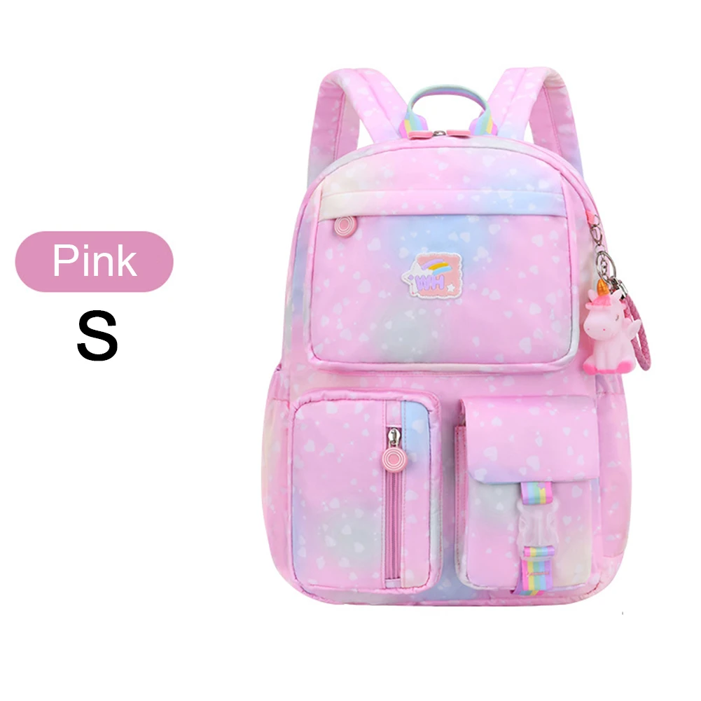 Unicorn & Rainbow Pattern Double-layer Campus Backpack With Starry