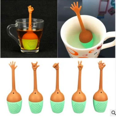 Tea Infuser Funny Hand Gestures Tea Infuser Black Tea Strainer FDA Grade Silicone Loose Leaf Herbal Spice Holder Brewing Tools