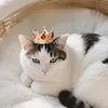 Pet Crown Headband Round Royal King Queen Crown Costume Hat for Cats & Small Dogs Birthday Party Festival Dress Up Photo Props 3