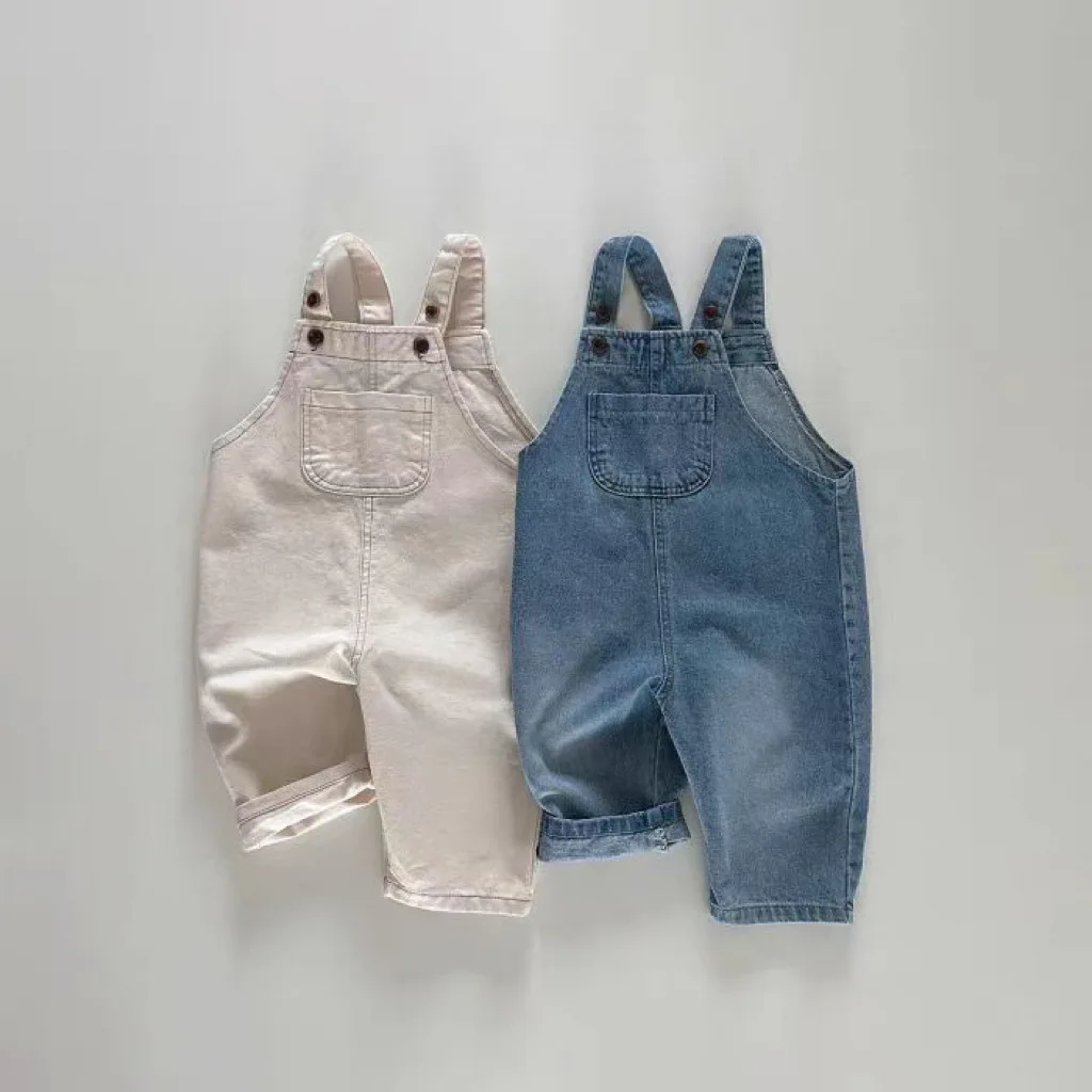Baby Trousers Kids Denim Jeans Spring New Baby Sleeveless Jumpsuit Infant Loose Denim Overalls Toddler Boy Girl Strap Trousers Kids Versatile Casual Jeans