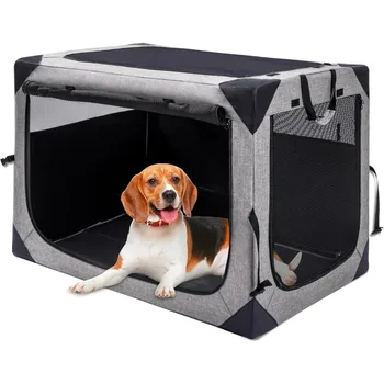 Dog Crates - 36 Inch Collapsible Soft Dog Crate, 3-Door Foldable Soft Kennel