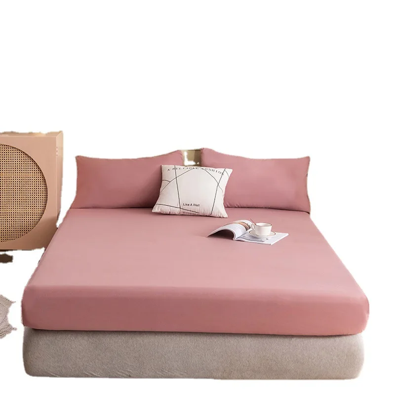 

Thick Solid Color Fitted Sheet Hotel Breathable Bedding