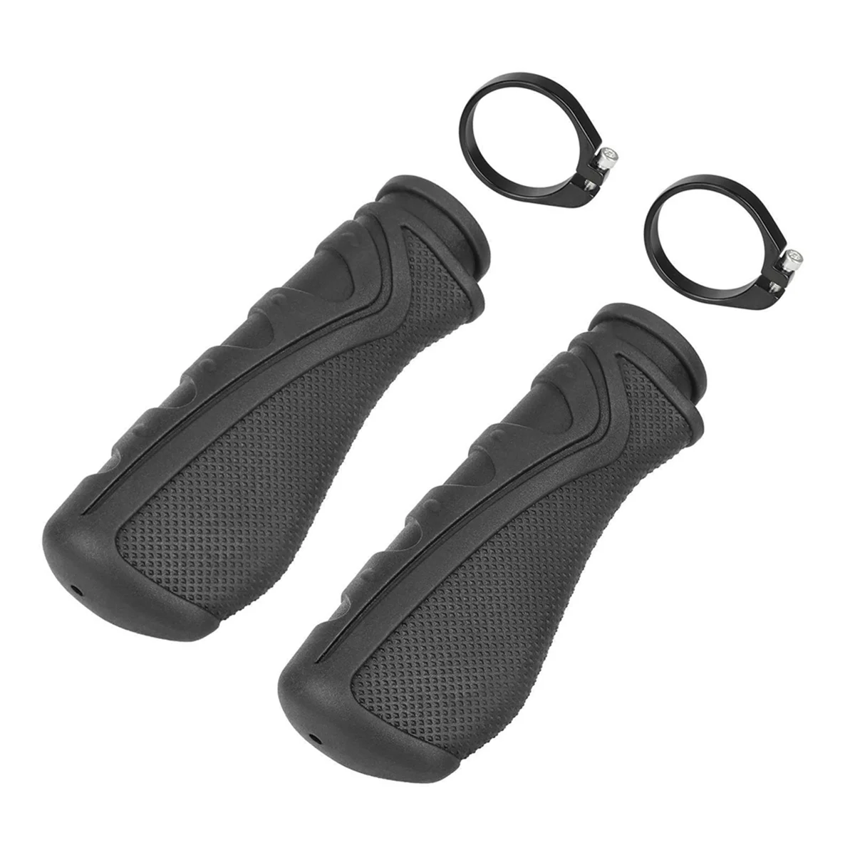 BAAU Black 22mm Shock-Absorbing Non-Slip Grips Mountain Bike Shock-Absorbing Non-Slip Grips with Locking Rings Durables