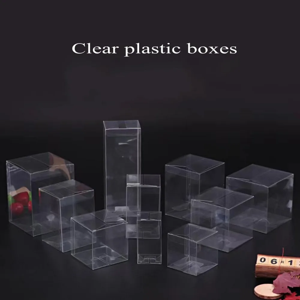 SmallClearPlasticGiftBoxesBulkTransparentWeddingFavorJewelryFoodCookiesCakeStorage