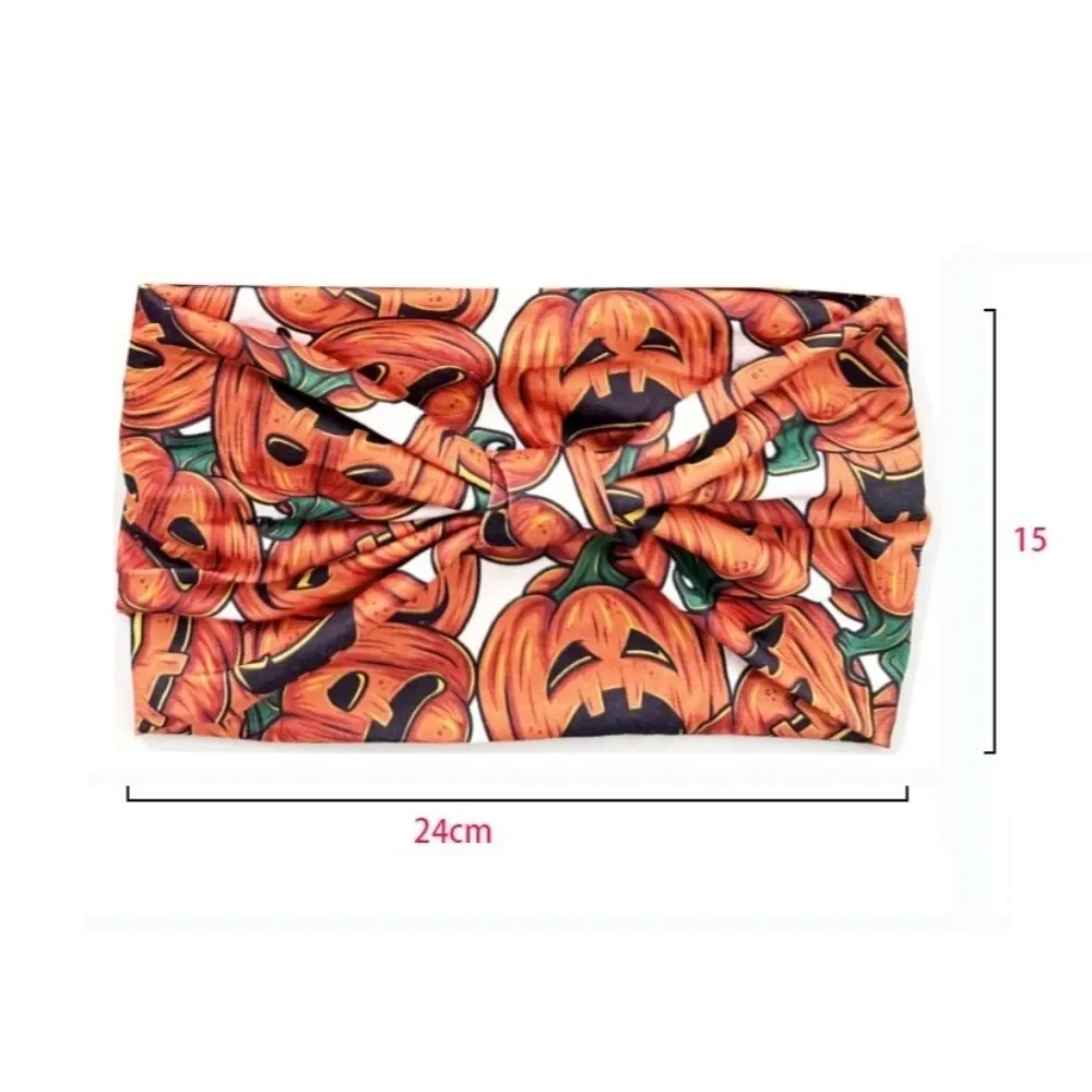 New Skull Print Halloween Headbands Pumpkin Bohemian Elastic Turban Headwear Extra Large Wide Women Headwrap Hair Accessories