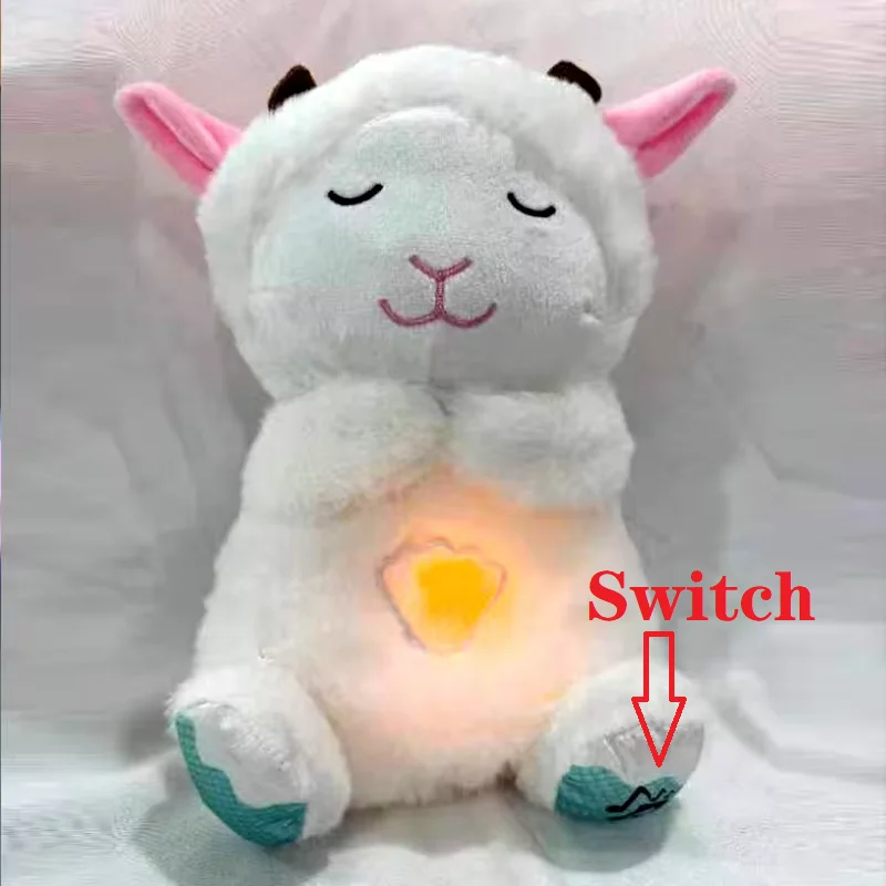 Baby Plush Doll Breathing Bear Newborn Soothing Sleep Playmate Otter Toy Kids Music Sleeping Companion Sound Light Doll Toy Gift 2