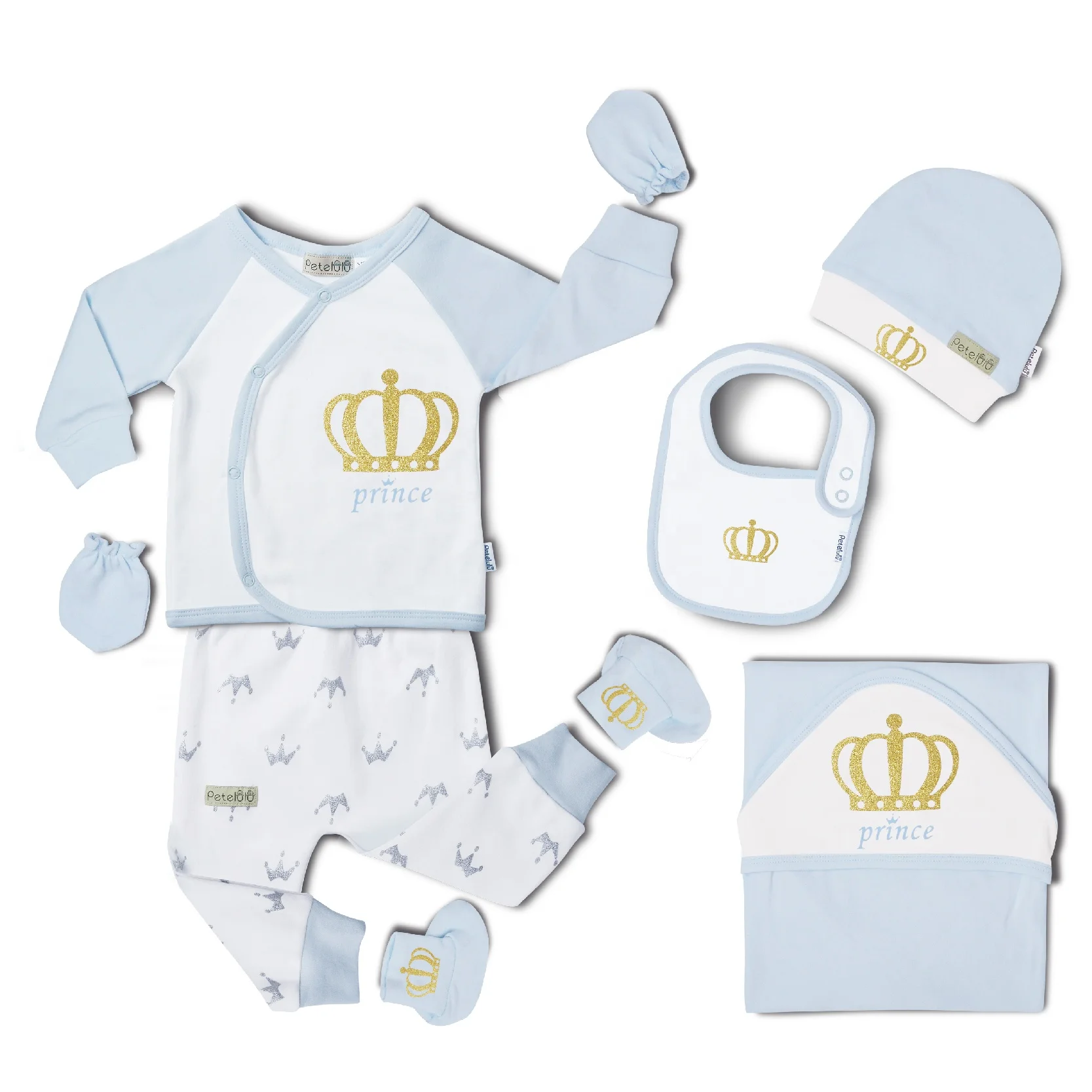 

Wholesale New Born Baby Clothes Boys 0-3 Month Baby Toddler Clothing Organic Cotton Crown Baby Gift Set