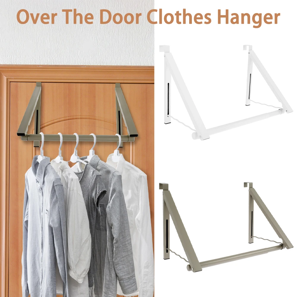 Foldable Over The Door Drying Rack Expandable Clothes Hanging Rack Travel Bedroom Bathroom Clothes Towel Bar Space Saving