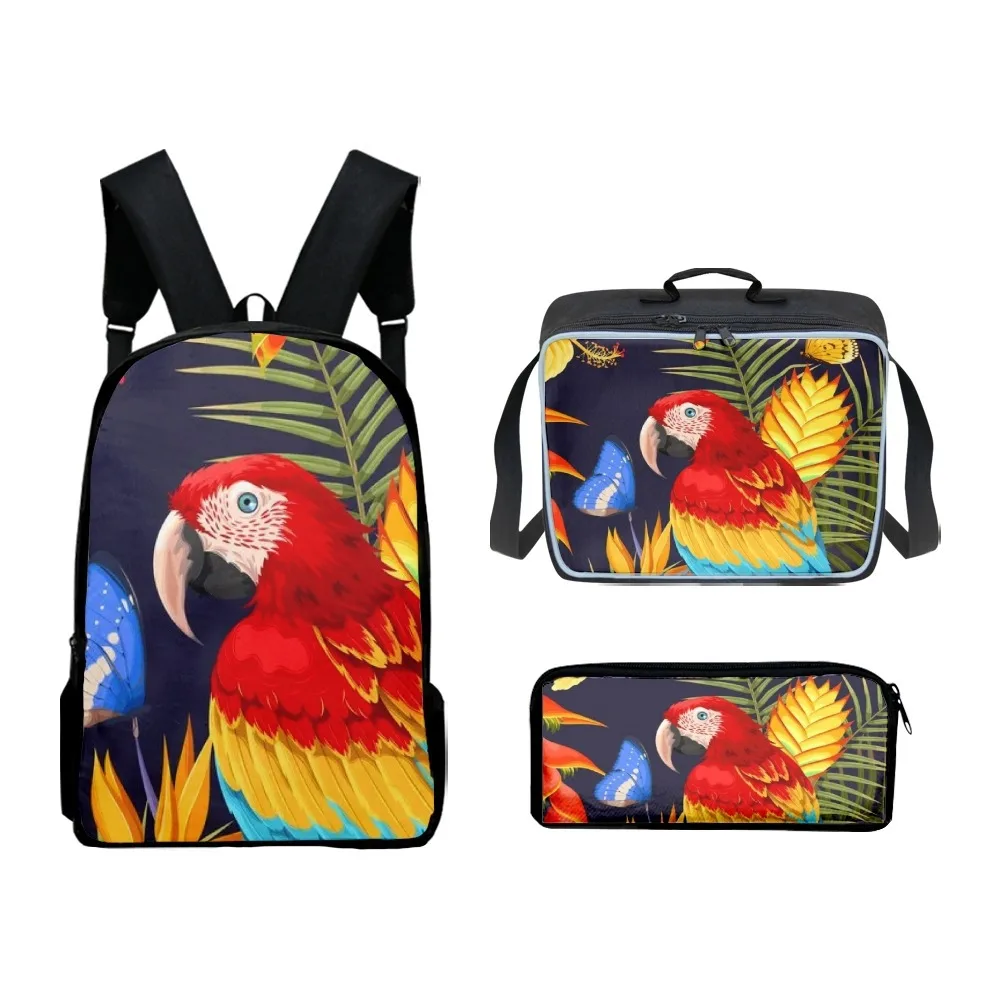 

Fashion Youthful Funny Anime parrot 3D Print 3pcs/Set Student Travel bags Laptop Daypack Backpack Lunch Bag Pencil Case